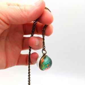Glow in Dark Earth Charm Necklace-Brass Chain